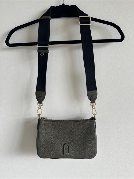 Furla Handbags - Furla Atena Olive Green Leather Bag